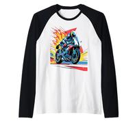 Motocicleta Vintage Moto Grand Prix Velocidad de la Luz Camiseta Manga Raglan