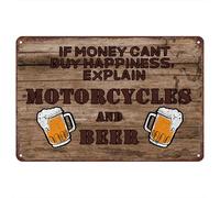 Motocicletas Y Cerveza Si El Dinero No Puede Comprar La Felicidad, Explícalo Motocicletas Y Cerveza Letrero De Metal Divertido Letrero De Lata Letreros De Estaño Para Jardín Baño Clube 20X30Cm