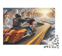 Motociclista Camino al Cielo Puzzle de 1000 Piezas Papel Adulto Escena Onírica con Ángeles Juego de Puzzle 1000 Piezas Familia Relajación Hogar 38x26cm/1000pcs