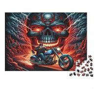 Motociclista cráneo 1000 Piezas Cartón Extra Grueso Paquete De Rompecabezas Coleccionistas Desafío Juego Educativo Entrenamiento Cerebral Hermosa Decoración 70x50cm/1000pcs