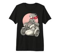 Motociclista Femenina Sidecar Queen Cat Lady Moto Camiseta Premium