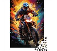 Motociclista Puzzle de 1000 Piezas Papel para Adultos Fondo Graffiti Dinámico Juego de Puzzle 1000 Piezas Enfoque Relajante Regalo Hogar 52x38cm/1000pcs
