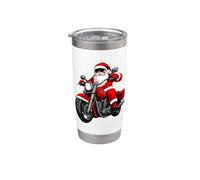 Motociclista Santa Claus Vaso térmico de acero inoxidable de doble pared