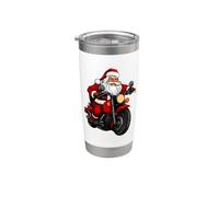 Motociclista Santa Claus Vaso térmico de acero inoxidable de doble pared