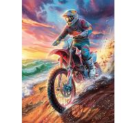 Motociclista todoterreno en sendero rocoso Puzzles 500 Piezas Obra De Arte Decorativa Premium Ciencia ficción sueño mágico Rompecabezas Familiar Para Adultos DIY Creativo Aliviar Estrés Portátil 500 P
