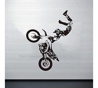 Motocross - Adhesivo de pared negro extraíble para habitación infantil o decoración de sala de juegos, creando un ambiente aventurero y emocionante, 58 x 69 cm