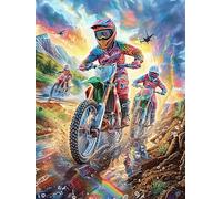 Motocross de montaña Puzzle 300 Piezas Cartón Grueso para Principiantes Cuentos de Hadas de Animales Salvajes fantásticos Agilidad Mental Vacaciones Verano Garantía Reposición Piezas Regalo Ideal 300