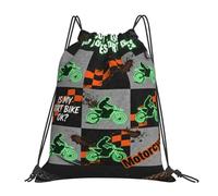 Motocross Dirt Bike Cuadro A Cuadros Blanca Y Negro Unisex Bolsa De Deporte Ajustable Bolsa De Gimnasio Gran Capacidad Mochila Con Cordón Para Yoga Baloncesto Voleibol