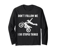 Motocross Divertido con Texto en inglés Don't Follow Me I Do Stupid Things Manga Larga