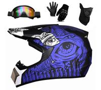 Motocross Helmet 9-14 Years Old, Youth Kid Full-Face Off Road Sports Motorbike Helmet, Unisex Downhill MTB ATV BMX Quad Dirt Bike, with Goggles Mask Gloves(Gris,L(56-57cm))