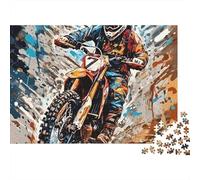 Motocross Rider 1000 Piezas Rompecabezas para Adultos Piloto Derrapa por Rugoso Camino Off-Road Fango Premium Resistente Vibrante Desafiante Difícil Alivio Estrés Regalo 70x50cm/1000pcs