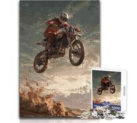 Motocross Rider Jumping in The Air 1000 Jigsaw Puzzle Juego de Desarrollo cognitivo Divertido Regalo de celebración Especial y reflexivo Tamaño 38x52cm