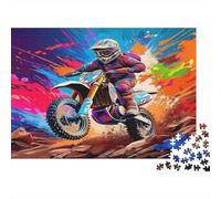 Motocross Rider on Colorful Dirt Bike Rompecabezas Imposible,desafío para Adultos Juego Educativo 1000 Piezas Obra De Arte De Juego De para Adultos Y Niños A Partir De 12 Años 52x38cm/1000pcs
