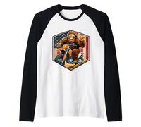 Motocross Sasquatch Dirt Bike Rider Bigfoot American USA MX Camiseta Manga Raglan