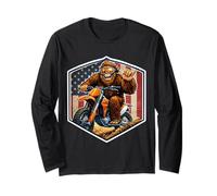 Motocross Sasquatch Dirt Bike Rider Bigfoot American USA MX Manga Larga