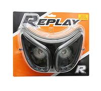 Motodak Replay RRR8 - Doble óptica para Derbi 50 Senda (Negro con LED Blancos)