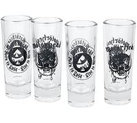 Motörhead Juego de 4 vasos de chupito, cristal, transparente, en caja de regalo