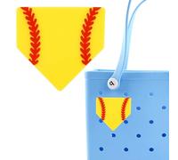 MOTOFITOOL Accesorio de softball deportivo amarillo para bolsa de Bogg y bolsa Simply Southern, accesorio decorativo personalizable de sóftbol, Acrílico, No es una piedra preciosa