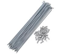 Motoforti Juego de 36 Radios de Bicicleta con Curva en J de 12G, Radios para Ruedas de Bicicleta, Radios de 45 Acero Galvanizado Tono Plateado 215mm