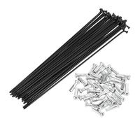 Motoforti Radios de Bicicleta Universales Radios de Rueda de Bicicleta 14G 207mm de Longitud Acero al Carbono Negro 1 Set