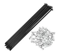 Motoforti Radios de Bicicleta Universales Radios de Rueda de Bicicleta 14G 280mm Longitud Acero al Carbono Negro 1 Set