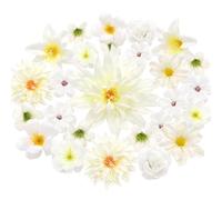 MOTONG 30 flores artificiales para manualidades, flores artificiales, flores de seda para decoración del hogar, ramo de novia, decoración de boda, mesa, fiesta, día de San Valentín, color blanco