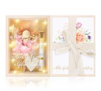 MOTONG Regalo de cumpleaños flores rosas, regalo de dinero, boda, regalo de boda, regalos de dinero, cumpleaños con flores secas, caja de madera, tubo de ensayo de plástico, regalos para parejas