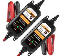 MOTOPOWER MP00205A Cargador de batería automático de 12 V 800 mA, mantenedor de batería, Cargador de Goteo y desulfatador de batería, Paquete de 2