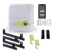Motor con WIFI - Kit motor puerta de garaje corredera 800 kg - Motor rápido - Incluye motor, fotocelula, cuadro de control, 2 mandos a distancia y 4 metros de cremallera MOTIC