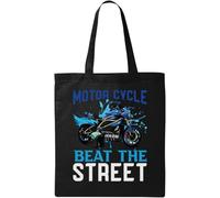 Motor Cycle Beat The Street - Bolsa de algodón ecológico natural, color negro, Black, Talla única
