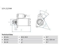 Motor de arranque BOSCH 0 986 024 380 para PT CRUISER (PT_) 2.2 2005-