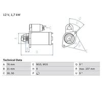 Motor de arranque BOSCH 0 986 021 980