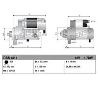 Motor de arranque Sentido de giro a la derecha (horario) DSN1411 DENSO