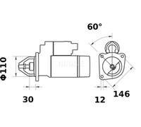 Motor de arranque Sentido de giro a la derecha (horario) MS 195 MAHLE
