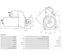 Motor de arranque Sentido de giro a la derecha (horario) S0154PR AS-PL