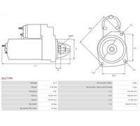 Motor de arranque Sentido de giro a la derecha (horario) S0177PR AS-PL para AUDI