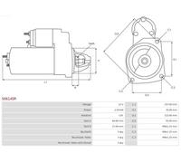 Motor de arranque Sentido de giro a la derecha (horario) S0614SR AS-PL para UAZ