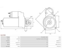 Motor de arranque Sentido de giro a la derecha (horario) S3173PR AS-PL