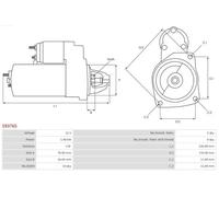 Motor de arranque Sentido de giro a la derecha (horario) S9376S AS-PL