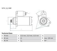 BOSCH Motor de arranque para SKODA: Fabia, Octavia, Superb, Citigo, Kodiaq, Rapid & SEAT: Mii, Ibiza, Leon, Toledo (Ref: 0 986 029 110)