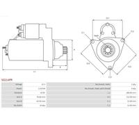 Motor de arranque Sentido de giro a la izquierda (antihorario) S0214PR AS-PL