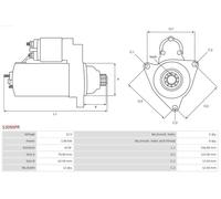 Motor de arranque Sentido de giro a la izquierda (antihorario) S3095PR AS-PL