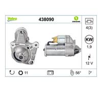 Valeo Motor de arranque 438090 1,9 kW 12 V 11 dientes para Renault, Opel y Suzuki