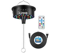 Motor de bola de discoteca con luz, 0/3/6/9/12/15 RPM giratorio de velocidad ajustable con mando a distancia, cable de alimentación desmontable de 15 pies/batería/modo de alimentación USB-C, soporta