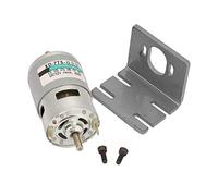Motor de CC de doble eje 775, motor de CC de alta potencia de 50 W, motor de doble eje de alto par con ventilador de refrigeración, bobinado de alambre de cobre puro, para (12V4500RPM Con soporte)