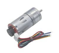 Motor de engranaje de CC JGA25-370 con placa de código de velocidad codificador, Motor de chasis de carrera de alto par de 12V, avance y retroceso for coche inteligente(With bracket,77rpm,6V)