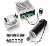 Motor de fresado CNC de 500 W refrigerado por aire de 0,5 kW y convertidor de potencia de velocidad del husillo y abrazadera de 52 mm y 13 pinzas ER11 para grabado de bricolaje