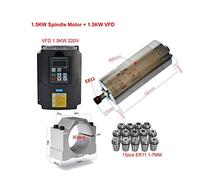 Motor de husillo, CNC 2.2KW 1.5KW Convertidor de frecuencia VFD Controlador de frecuencia variable Inversor 800W 1500W 2200W Motor de husillo ER11 ER20 Chuck(VFD 1.5KW-1.5KW Kit)