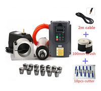 Motor de husillo, Kit refrigerado por agua de husillo 2.2KW Er20 Motor del husillo de fresado +2. 2KW VFD + 80 Abrazadera + bomba de agua + 13pcs ER20 + cable 1M for Cnc Enrutador(Package 5)
