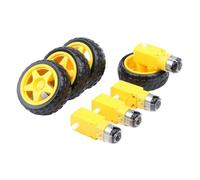 Motor eléctrico de CC de 4 Piezas, 3-6 V, con Caja de Cambios TT de Doble Eje y Rueda de plástico de 65 mm, for Coche RC Inteligente y Robot.